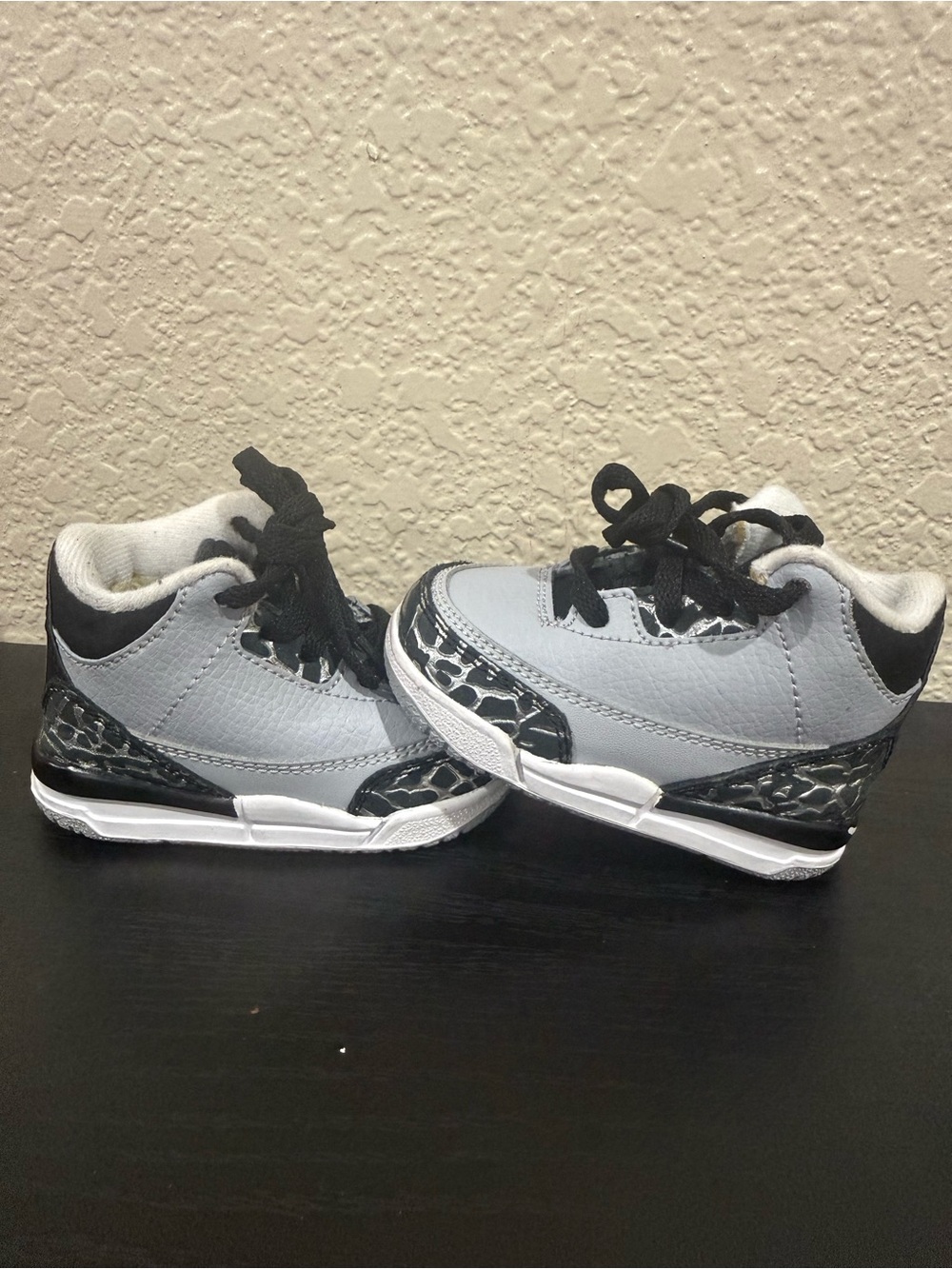 Jordan 3  Grey Wolf Kids Grey and Black Athletic Sneakers